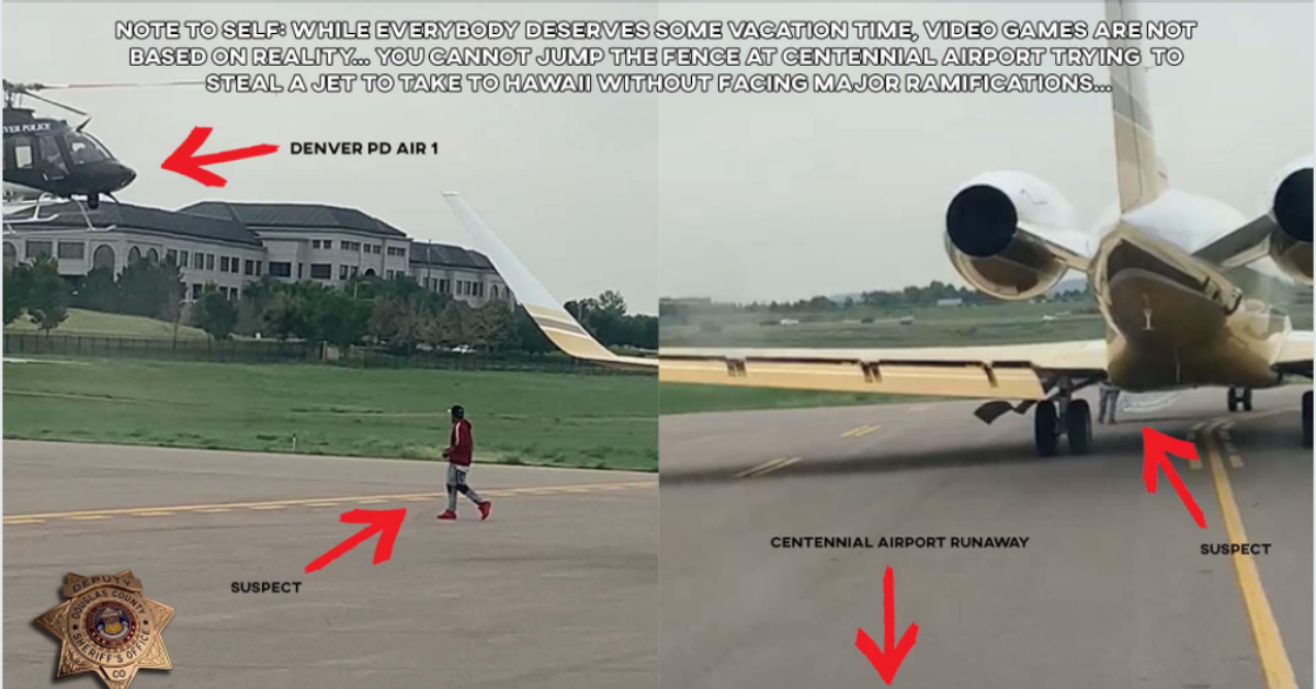 Colorado Sheriff's Office Roasts Guy Who Tried To Steal A Jet 'Grand Theft Auto'-Style At Airport