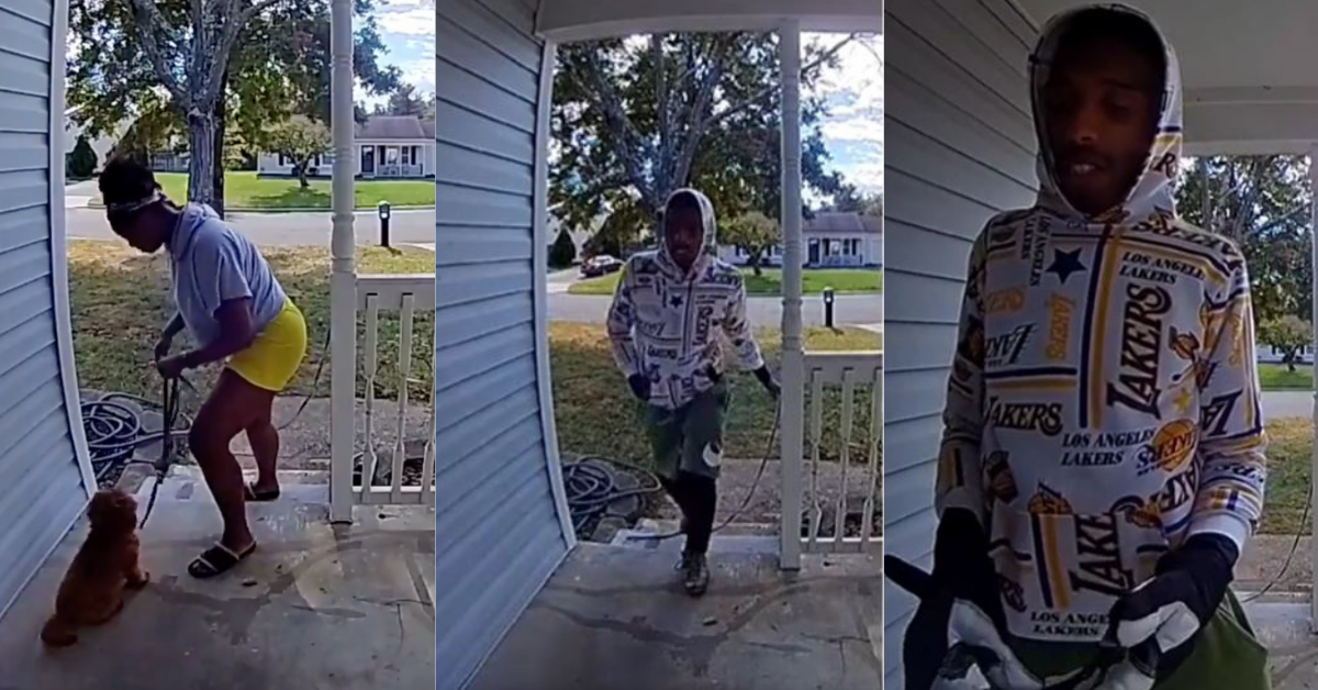 Woman Terrified As Camera Catches Man With Gloves And Zip Ties Trying To Break Into Her Home