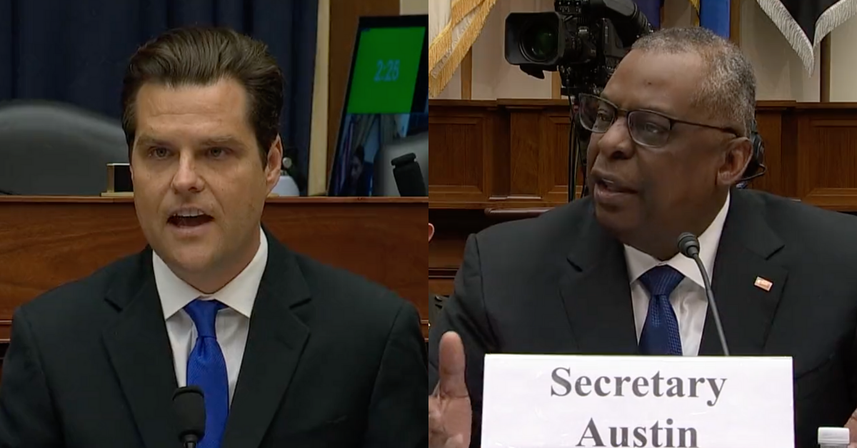 Matt Gaetz Slammed For Throwing Tantrum About 'Wokeism' In Tense Exchange With Defense Secretary