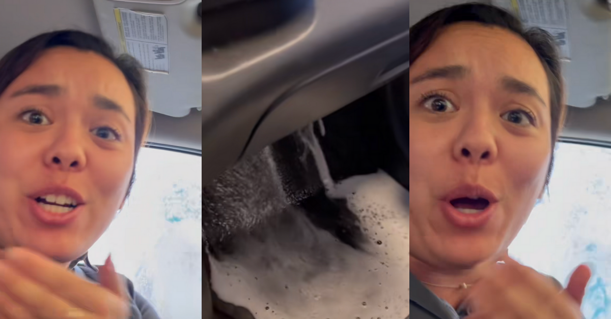 TikToker Panics After Her Car Starts Flooding While She's In The Middle Of Getting A Car Wash
