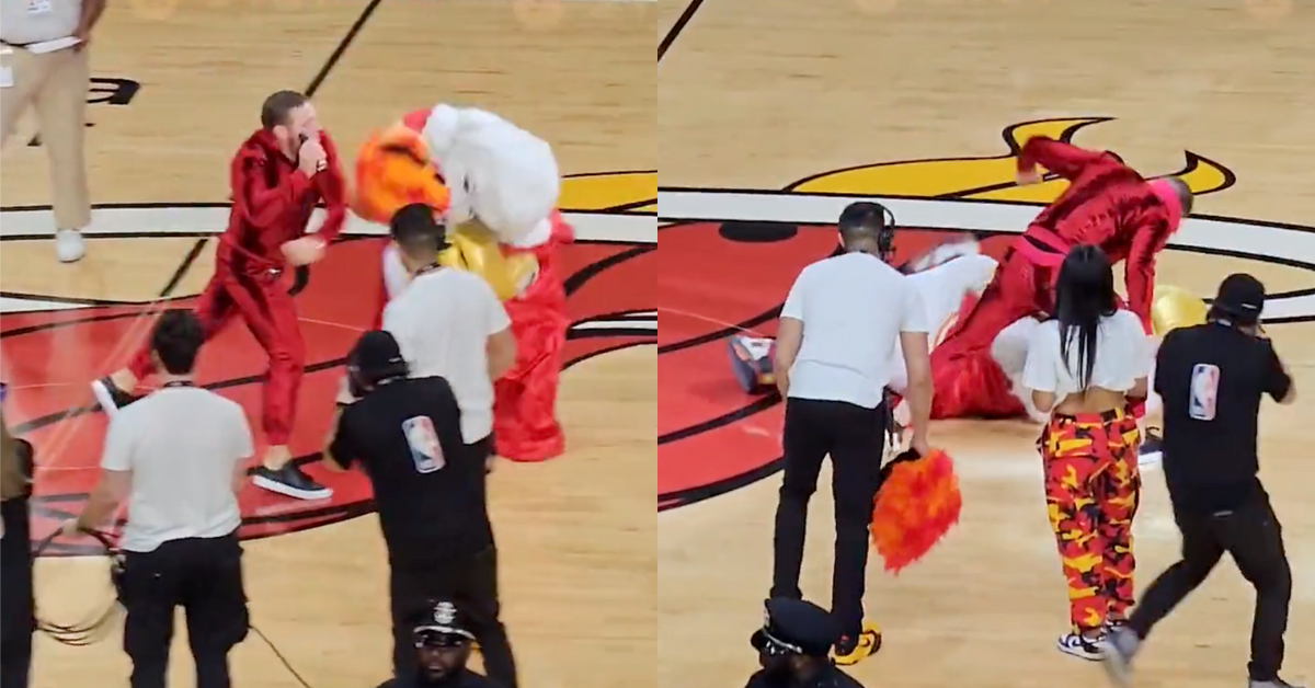 UFC Champ Accidentally Knocks Out Miami Heat Mascot During NBA Finals Bit Gone Wrong