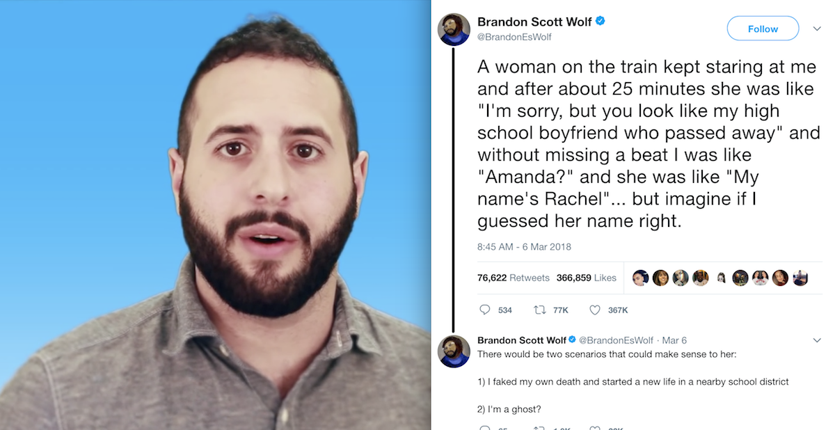 Comedian Brandon Scott Wolf Responds to Passenger Who Thought He Was Strangely Familiar