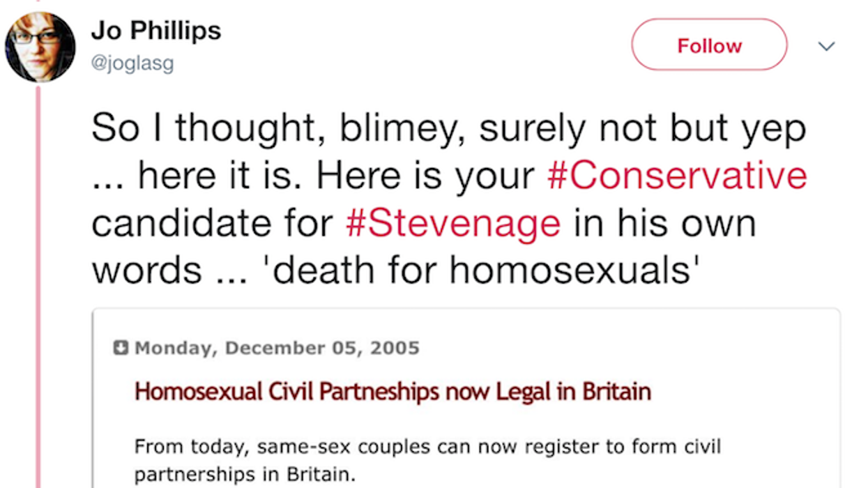 UK Conservative Candidate Suspended After Saying Gay People Should Be Put To Death