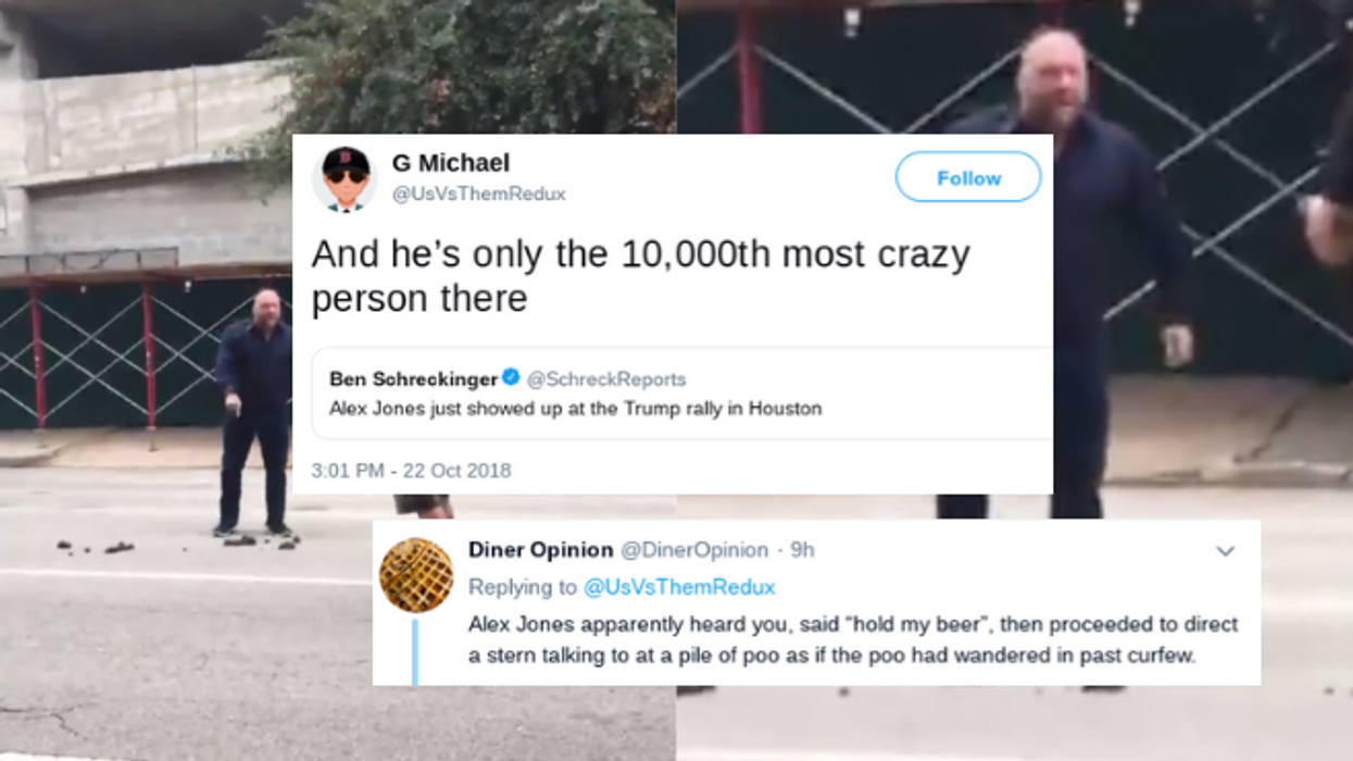 Alex Jones Was Caught On Video Screaming At A Pile Of Poo—And Twitter Came With The Jokes 😂