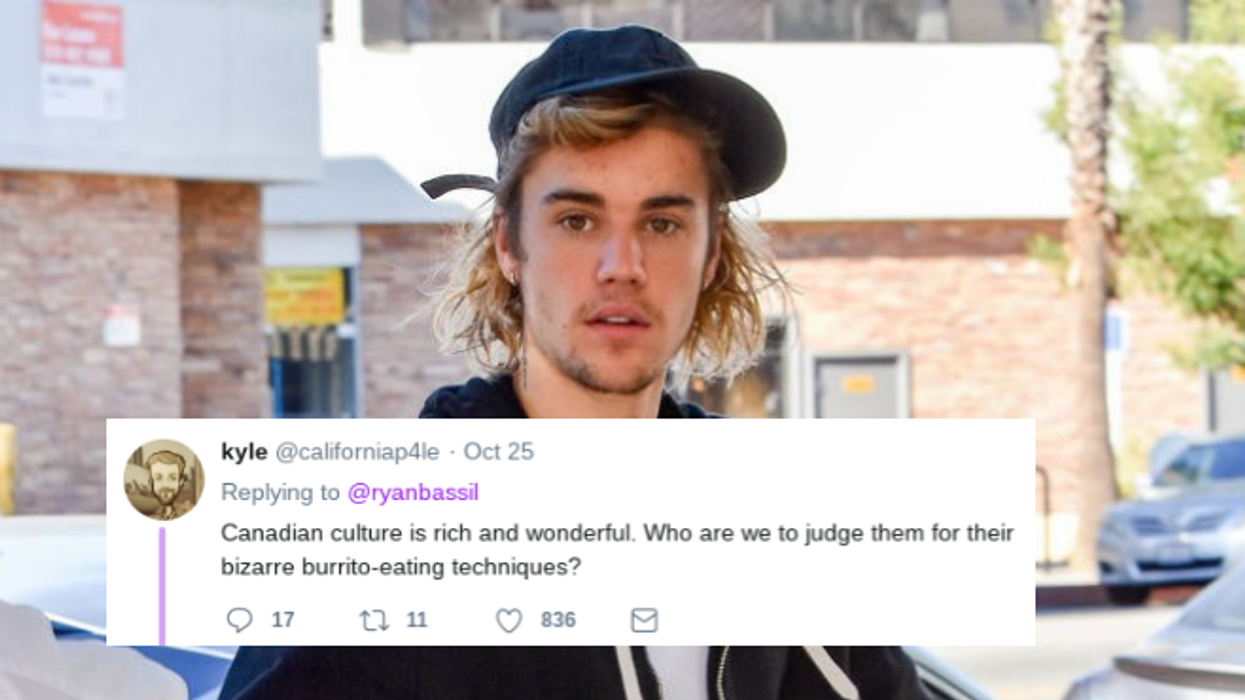 That Viral Photo Of 'Justin Bieber' Awkwardly Eating A Burrito Was Actually A Prank 😂