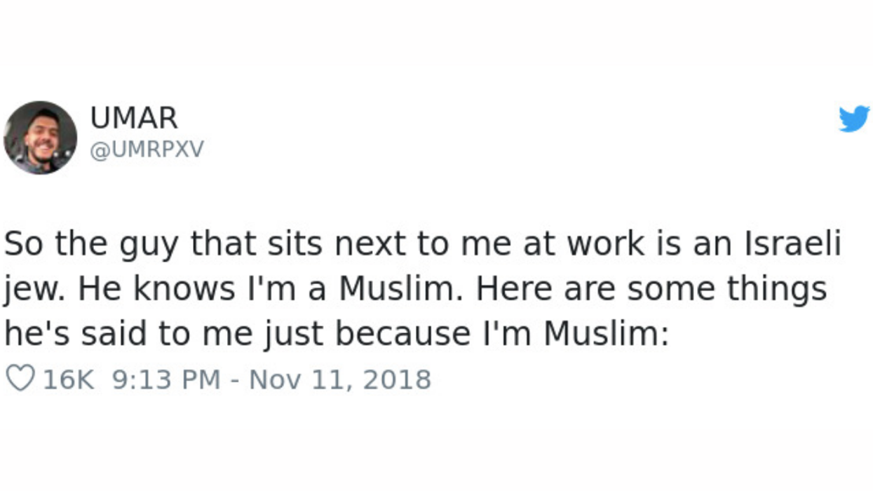 Muslim Man Shares The Way His Jewish Co-Worker Treats Him Every Day To Make A Beautiful Point