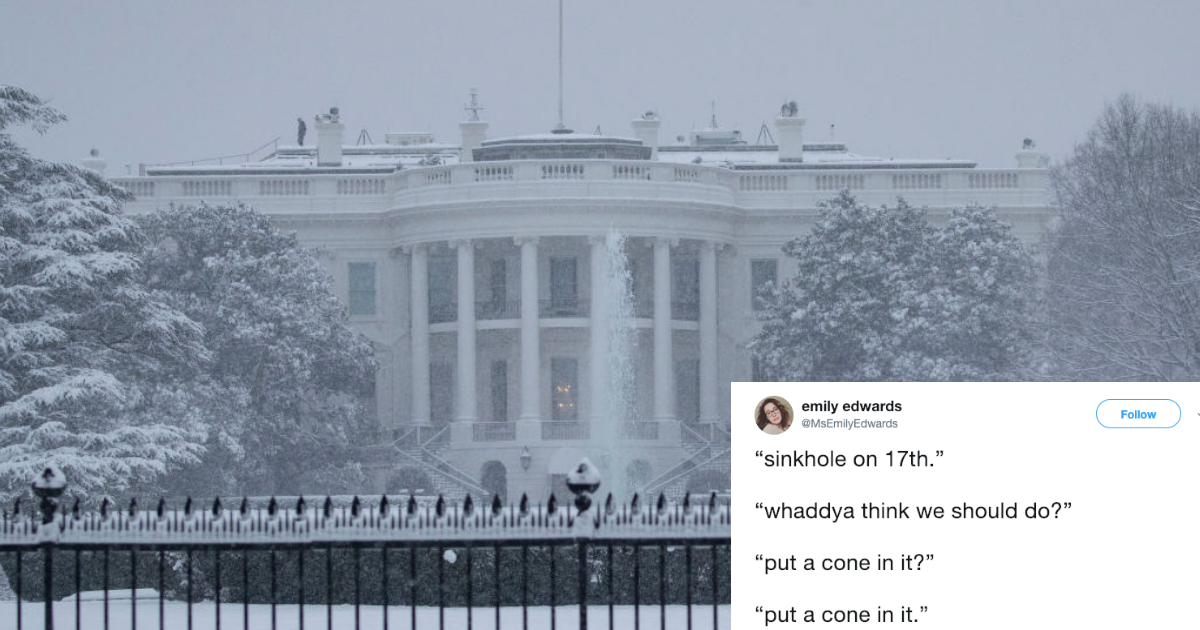 Another Sinkhole Has Opened Up Just A Block From The White House, And Here Come The Jokes 😂