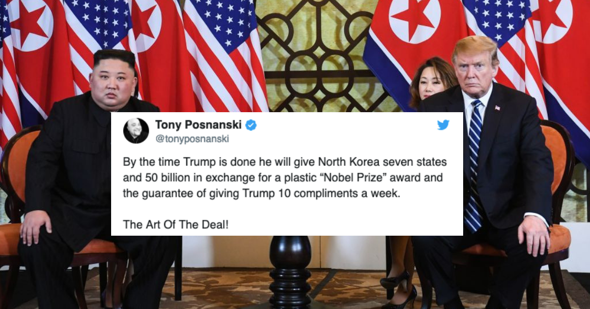 Trump's Failed Summit With Kim Jong-Un Leads To Some Hilariously Inevitable 'Art Of The Deal' Jokes