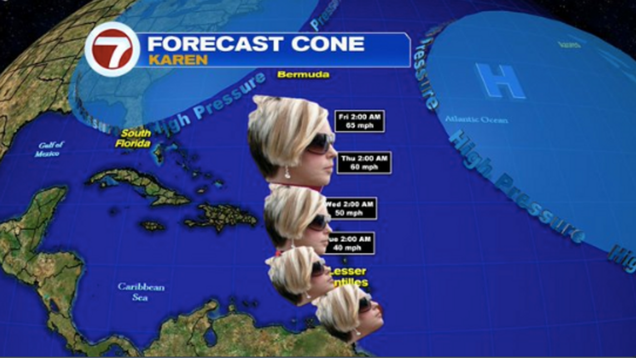 Karen Has Been Downgraded To A Tropical Depression That Could Fall Apart 'At Any Time', And The 'Karen' Jokes Write Themselves
