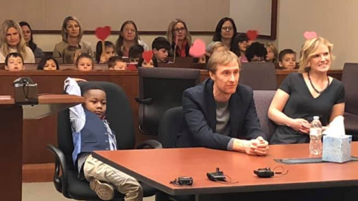 Little Boy's Entire Kindergarten Class Shows Up To Support Him During His Adoption Hearing