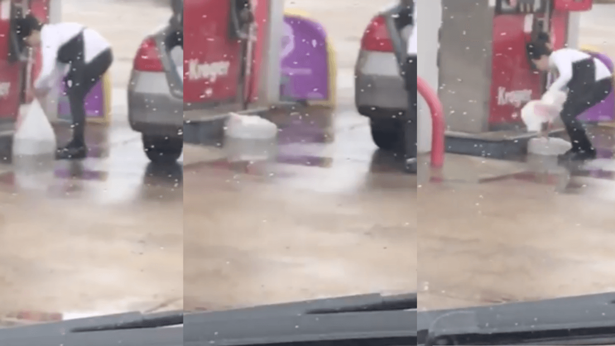 Woman Caught On Video At Gas Station Filling Plastic Bag With Gas, And People Have So Many Questions