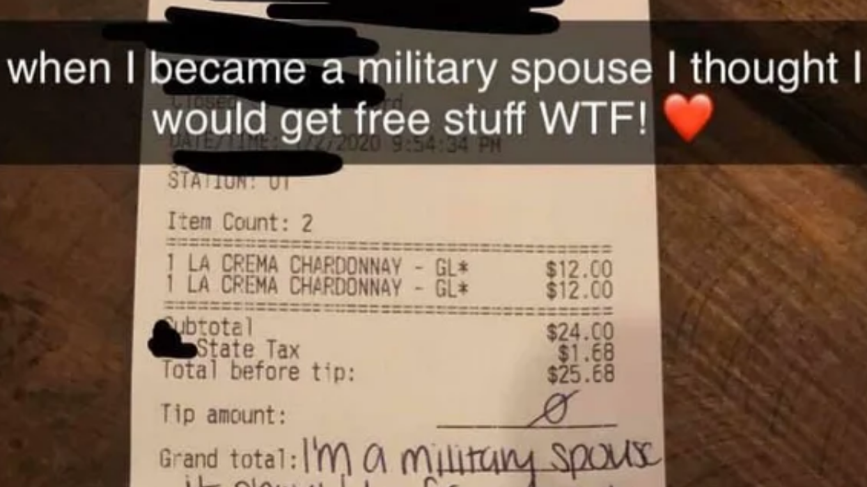 Woman Slams Server After She Wasn't Given Free Drinks For Being A Military Spouse