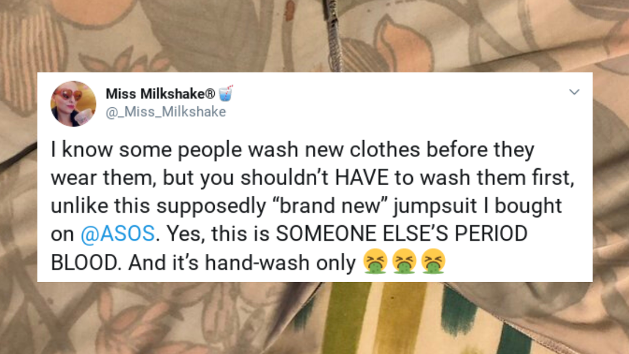 Woman Left 'Physically Sick' After Finding Someone Else's Period Blood On Her 'Brand New' ASOS Jumpsuit