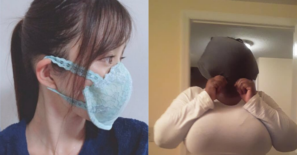 People With Big Boobs Are Hilariously Trolling Those DIY Videos About  Turning Your Bra Into A Face Mask - Comic Sands