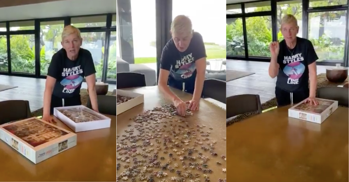 Ellen DeGeneres Documented Her Attempt At Assembling A 4,000-Piece Puzzle During Her Self-Isolation—And The Struggle Is Real