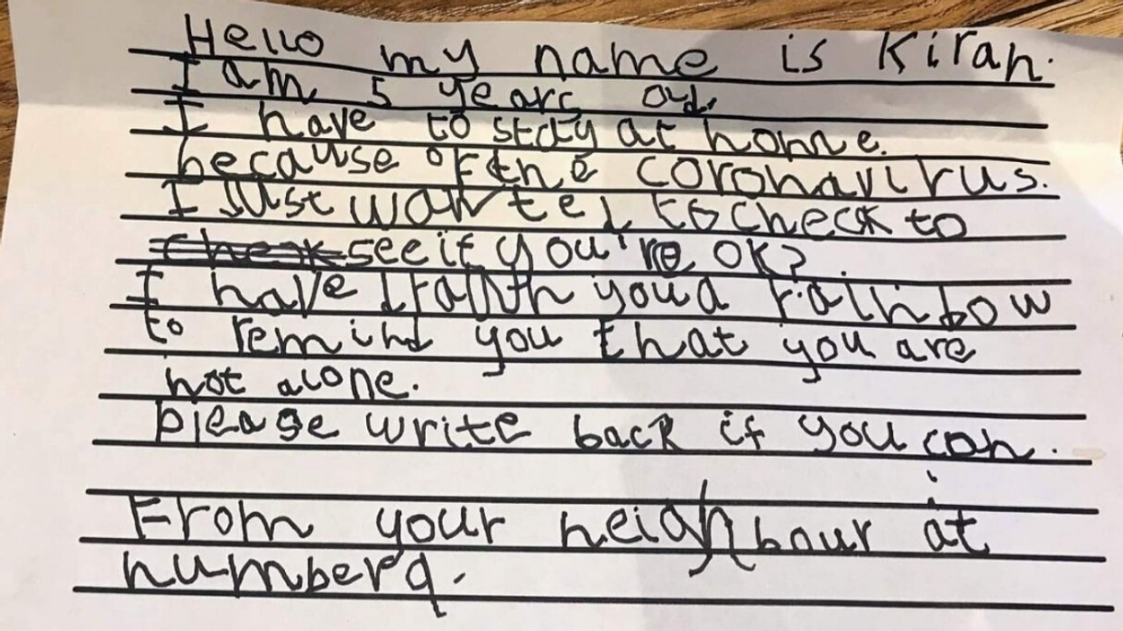 Little Girl Pens Sweet Note Checking In On Her 93-Year-Old Neighbor Who Lives Alone To See Make Sure He's OK