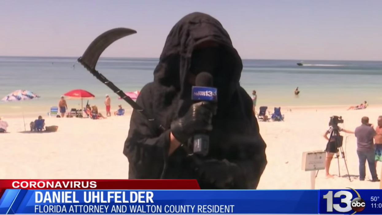 2020 Takes A Bizarre Turn As The 'Grim Reaper' Is Interviewed On TV About Florida's Reopened Beaches