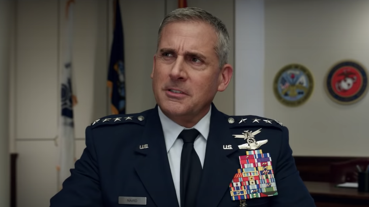 Someone Covered Up A Real-Life Space Official's Picture And Bio At A Museum With Steve Carell's Character From 'Space Force'