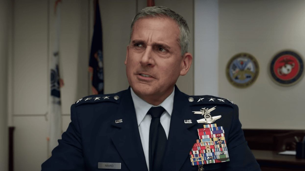 Someone Covered Up A Real-Life Space Official's Picture And Bio At A Museum With Steve Carell's Character From 'Space Force'