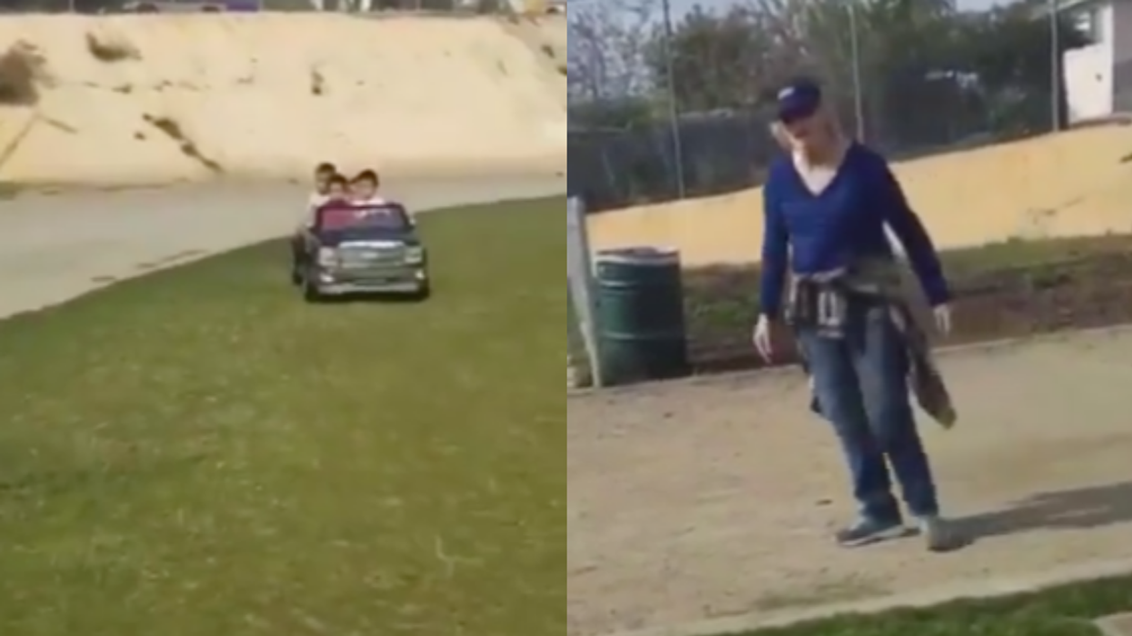 Woman Chastises Mom For Letting Her Kids Drive Toy Car Around Park Without A 'Driver's License' In Surreal Video