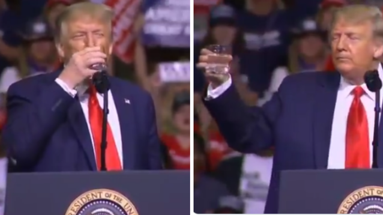 Video Of Trump Proving He Can Drink Water With One Hand As Rally Attendees Go Wild Is Truly Something To Behold