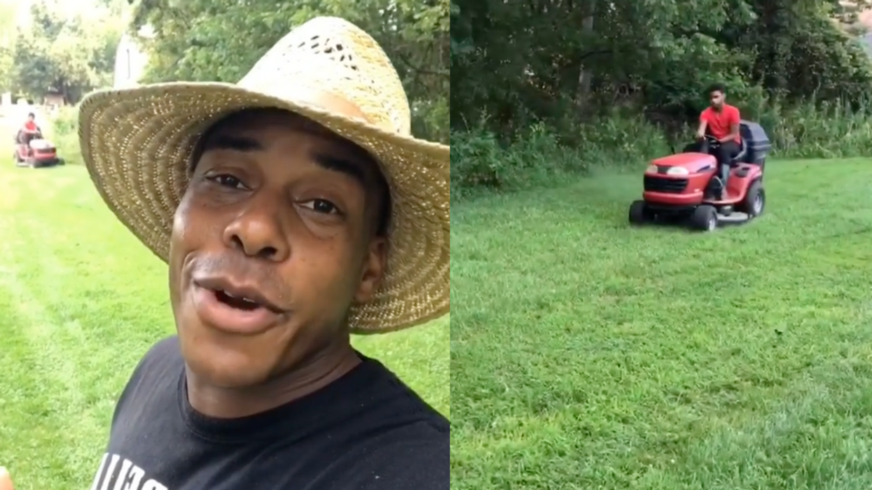 Dad Gives Powerful Explanation For Why Son's Unorthodox Lawn Mowing Technique Is 'Totally OK'