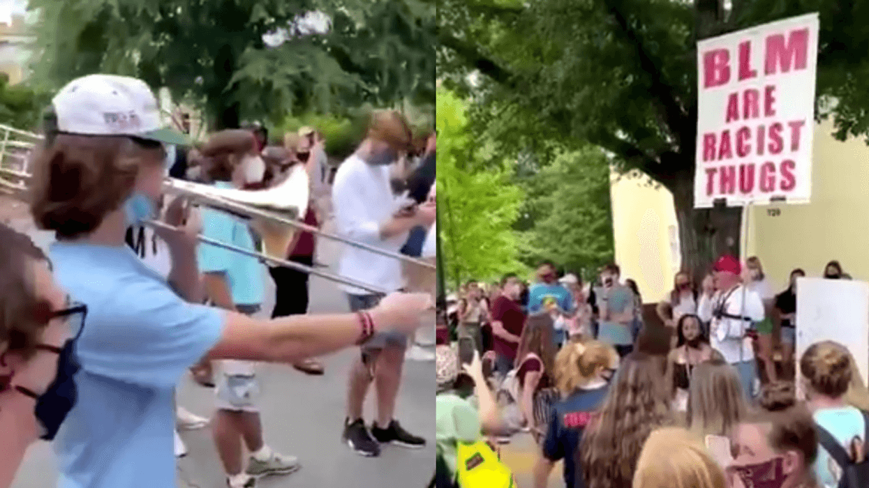 Trombone Player Becomes Internet Hero After Drowning Out Racist Guy Every Time He Tries To Speak