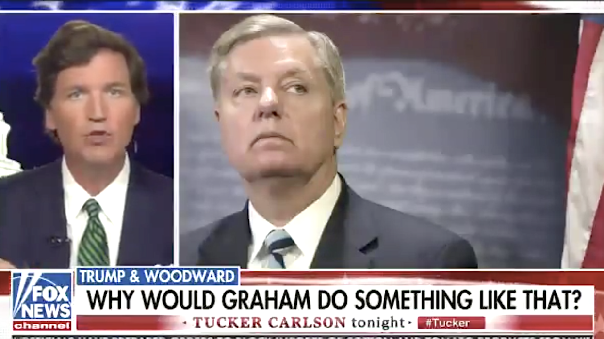 Tucker Carlson Just Threw Lindsey Graham Under the Bus for 'Brokering' Trump's Woodward Interviews and People Can't Get Enough