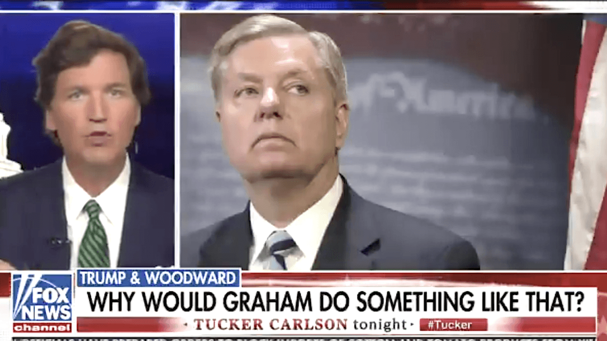 Tucker Carlson Just Threw Lindsey Graham Under the Bus for 'Brokering' Trump's Woodward Interviews and People Can't Get Enough