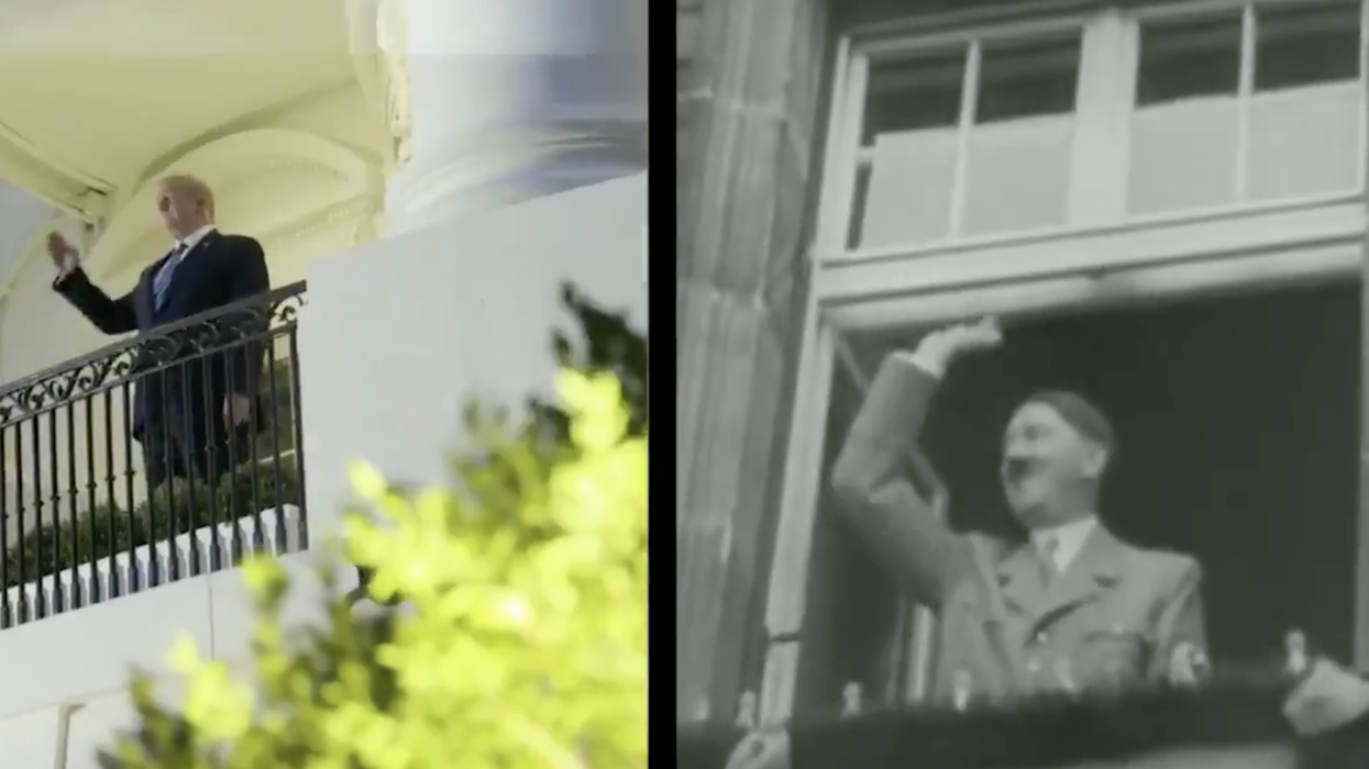 Side by Side Edit of Trump Video Returning Home From Walter Reed With Shots From Hitler Propaganda Film Has the Internet Unsettled