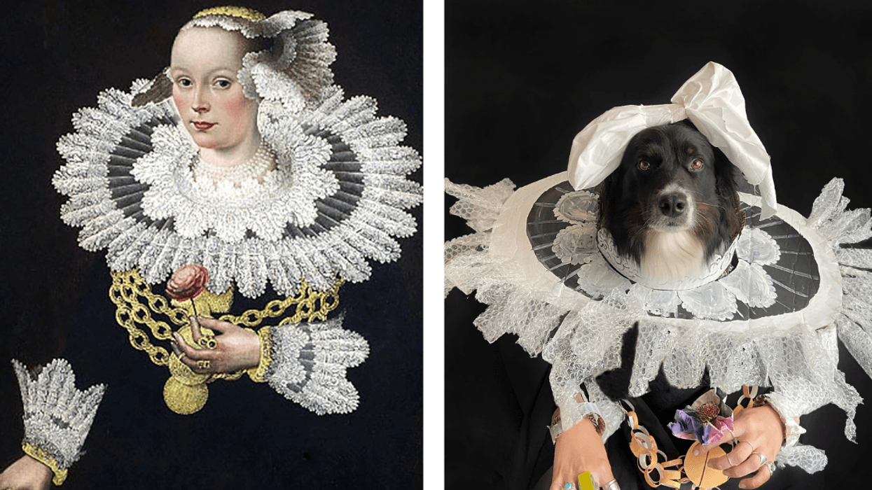 Artist Staves Off Isolation Boredom By Hilariously Recreating Famous Artwork With Her Dog
