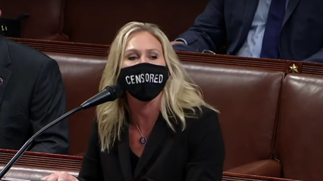 QAnon Congresswoman Mocked for Wearing 'CENSORED' Mask While Speaking on the House Floor