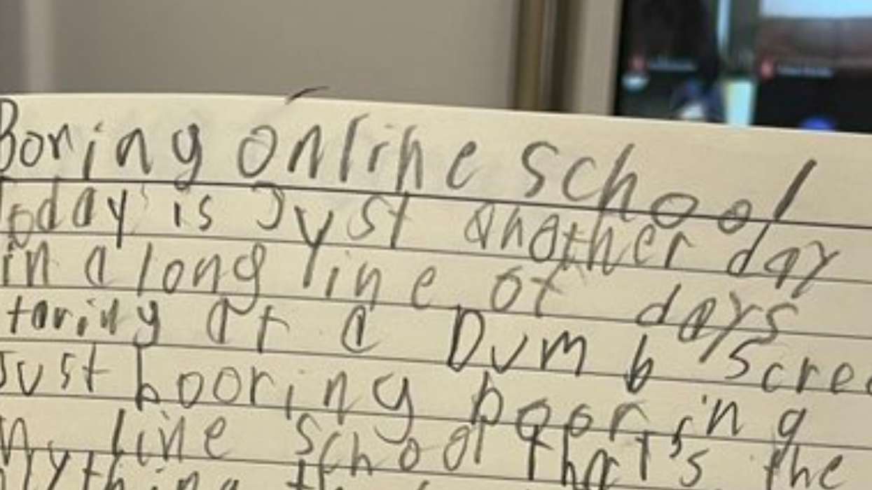 7-Year-Old's Written Assignment About Online School Is A Depressingly Relatable Work Of Art
