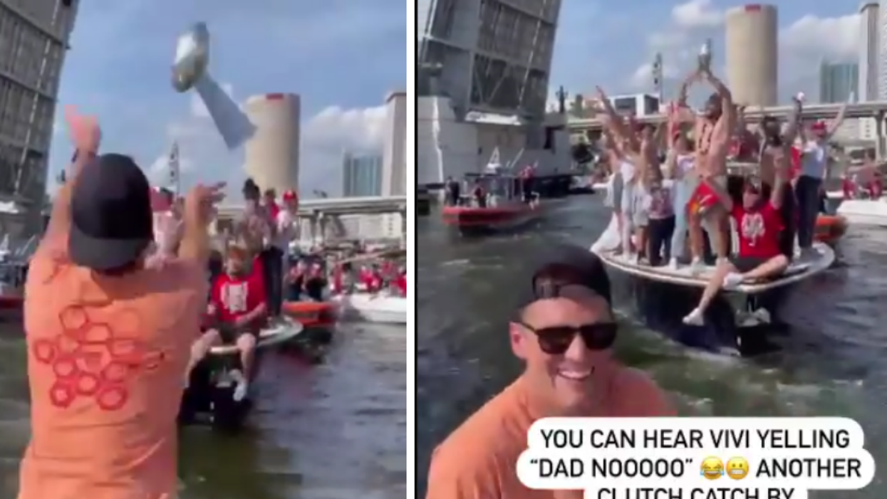 Twitter Erupts Over Video Of Tom Brady Tossing Super Bowl Trophy To Another Boat During Boat Parade