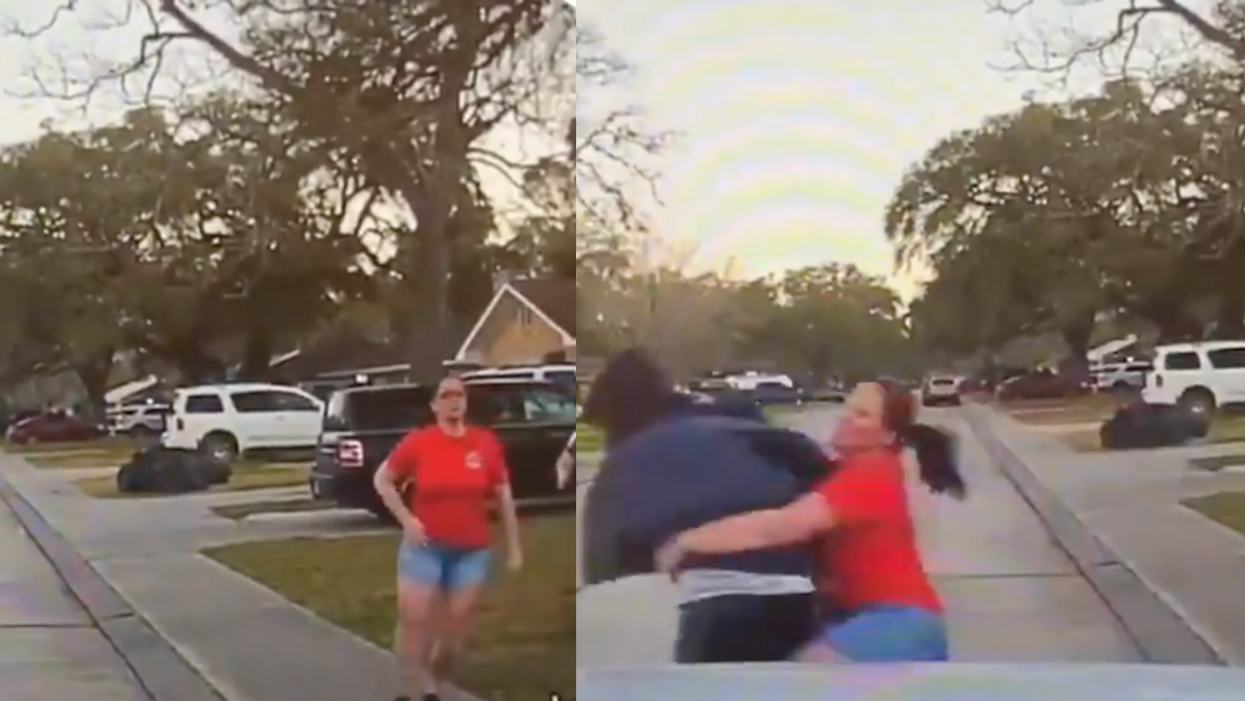 Police Dashcam Captures Texas Mom Tackling Man Who Allegedly Peeped Into Her Daughter's Bedroom