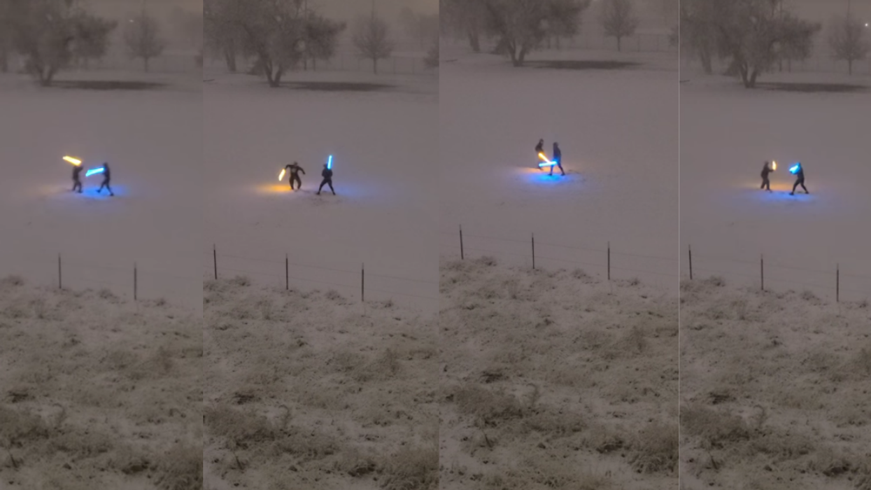 Colorado Woman Films Two Random Guys Fighting In The Snow With Lightsabers—And It's Epic