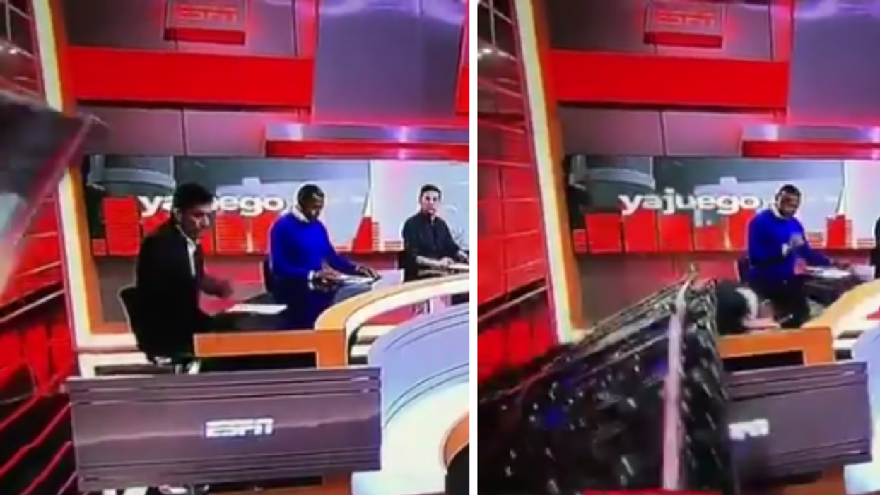 Part Of TV Set Wall Collapses Onto ESPN Journalist As Cameras Roll In Dramatic Viral Video