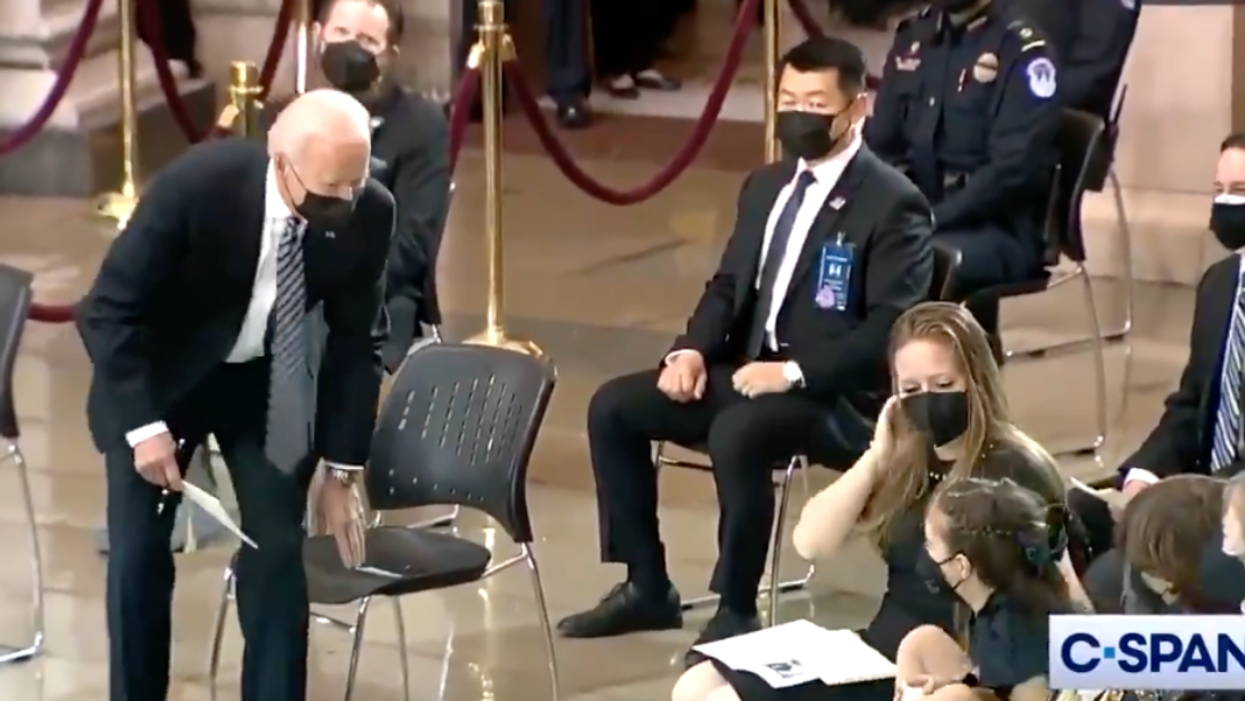 Biden Hands Dropped Toy Back To Slain Capitol Officer's Child In Sweet Moment During Memorial Service