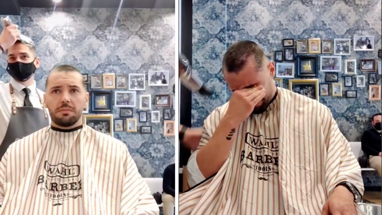 Cancer Patient Breaks Down In Tears After Barber Shaves His Own Head In Solidarity In Viral Video