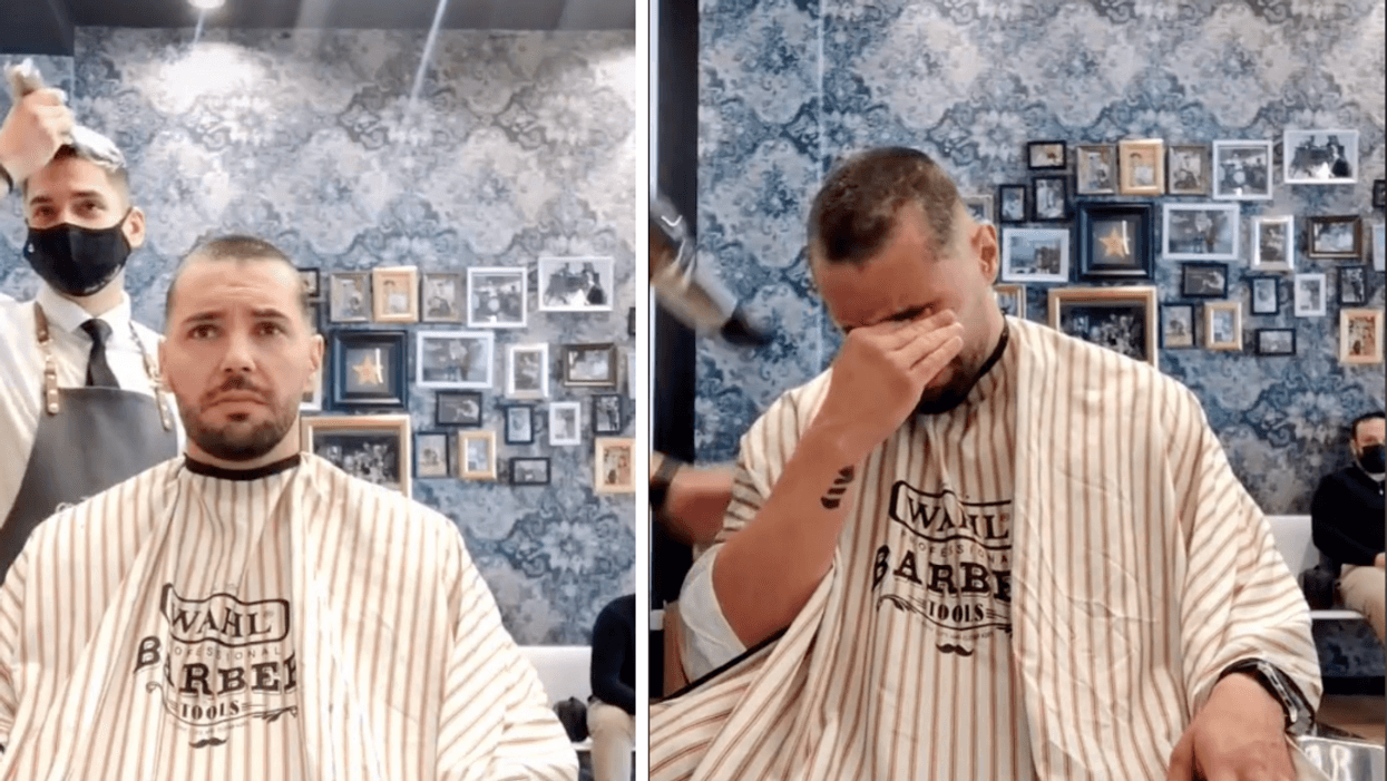 Cancer Patient Breaks Down In Tears After Barber Shaves His Own Head In Solidarity In Viral Video
