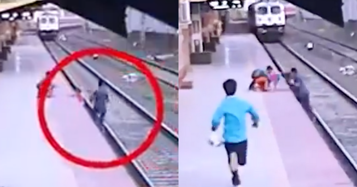 Man Rushes To Save Child Who Fell Onto Train Tracks With Just Seconds To Spare In Heart-Stopping Video