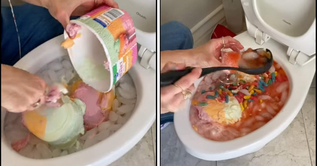 Woman's Viral 'Trick' For Making Ice Cream Punch Using A Toilet Has People Feeling Nauseous