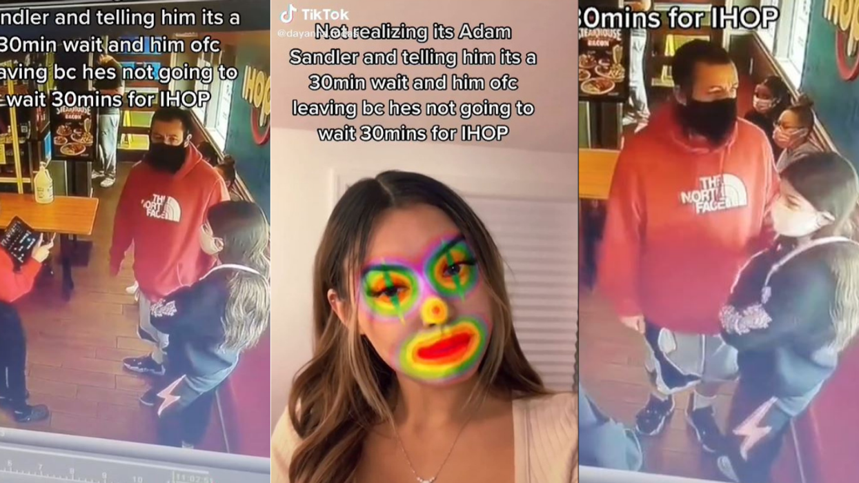 IHOP Hostess Begs Adam Sandler To Come Back After Not Realizing Who He Was In Viral Video