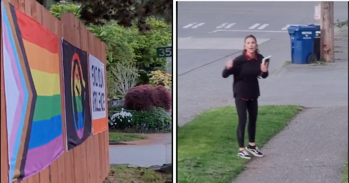 Stranger Throws Tantrum After Seattle Woman Dares To Hang Up Pride And BLM Flags On Her Own Fence