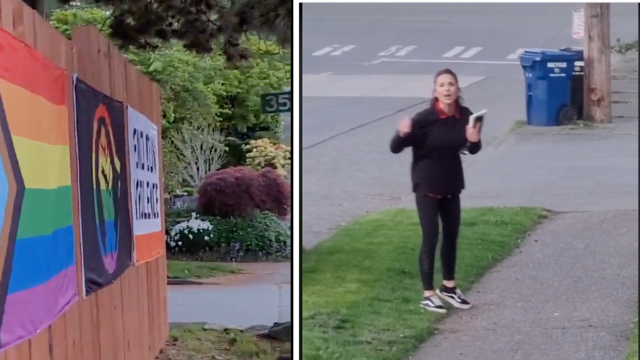 Stranger Throws Tantrum After Seattle Woman Dares To Hang Up Pride And BLM Flags On Her Own Fence
