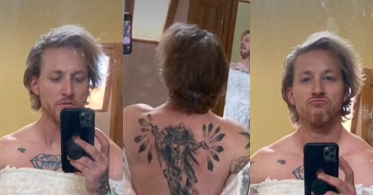 Guy Becomes Fashion Icon After Modeling His Ex-Girlfriend's Wedding Gown In Attempt To Sell It