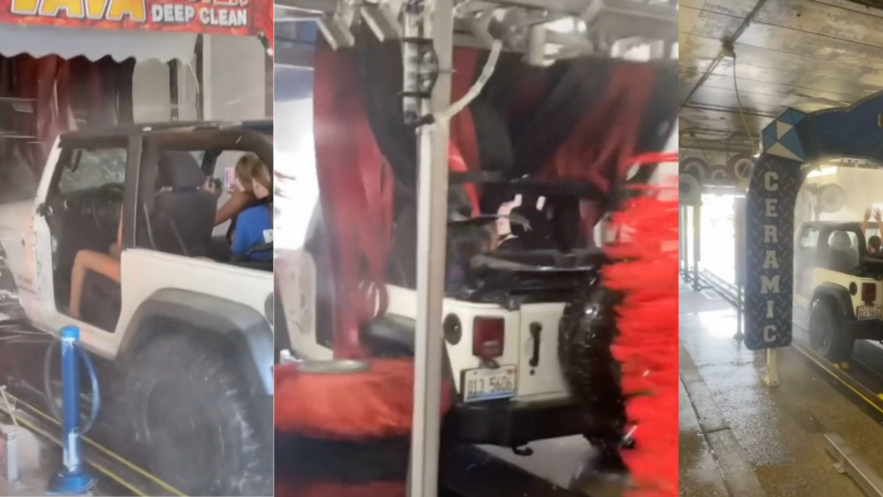 Woman Stunned As She Watches Group Of Women Drive Through Car Wash In Uncovered Jeep