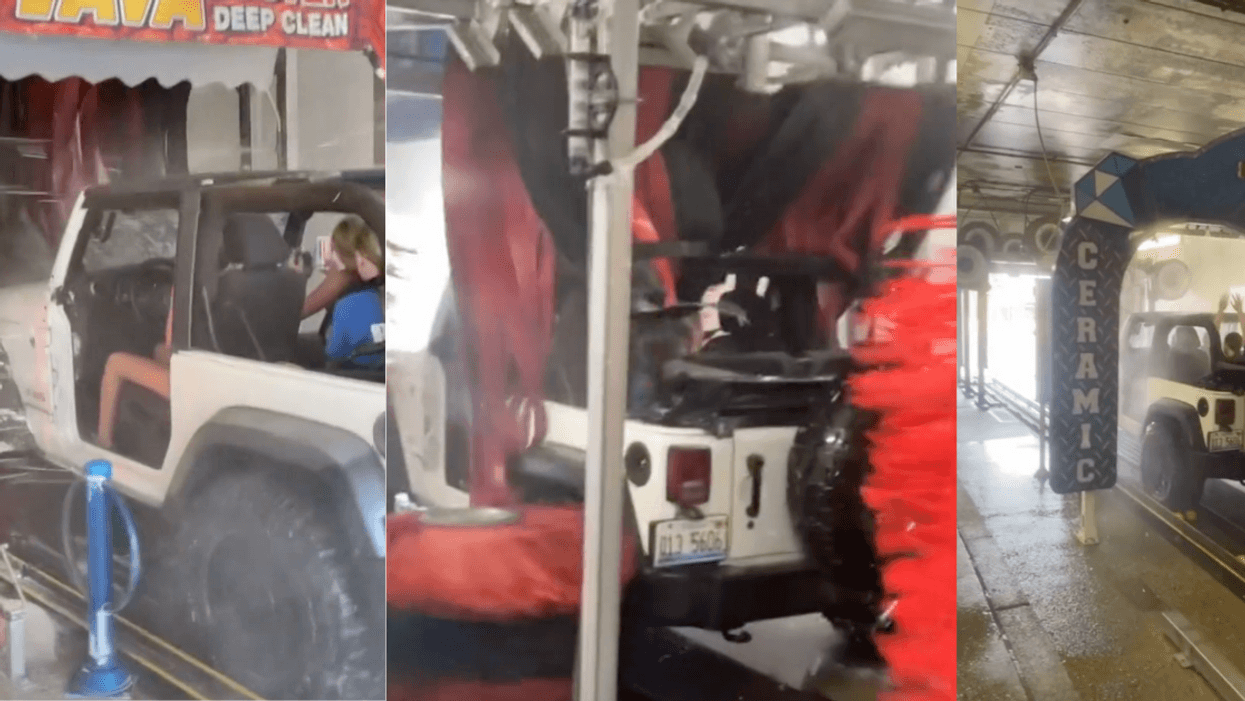 Woman Stunned As She Watches Group Of Women Drive Through Car Wash In Uncovered Jeep