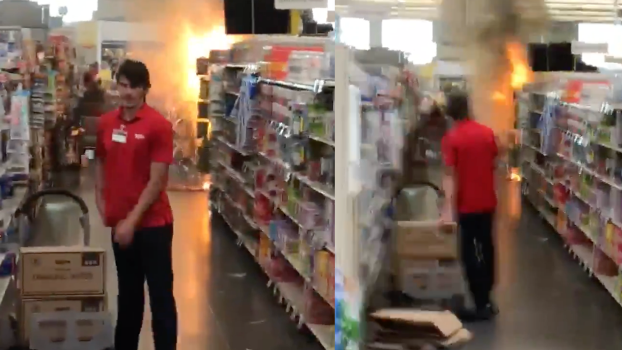 Fed Up Worker Just Walks Away After Teens Set Off Fireworks Display Inside Grocery Store