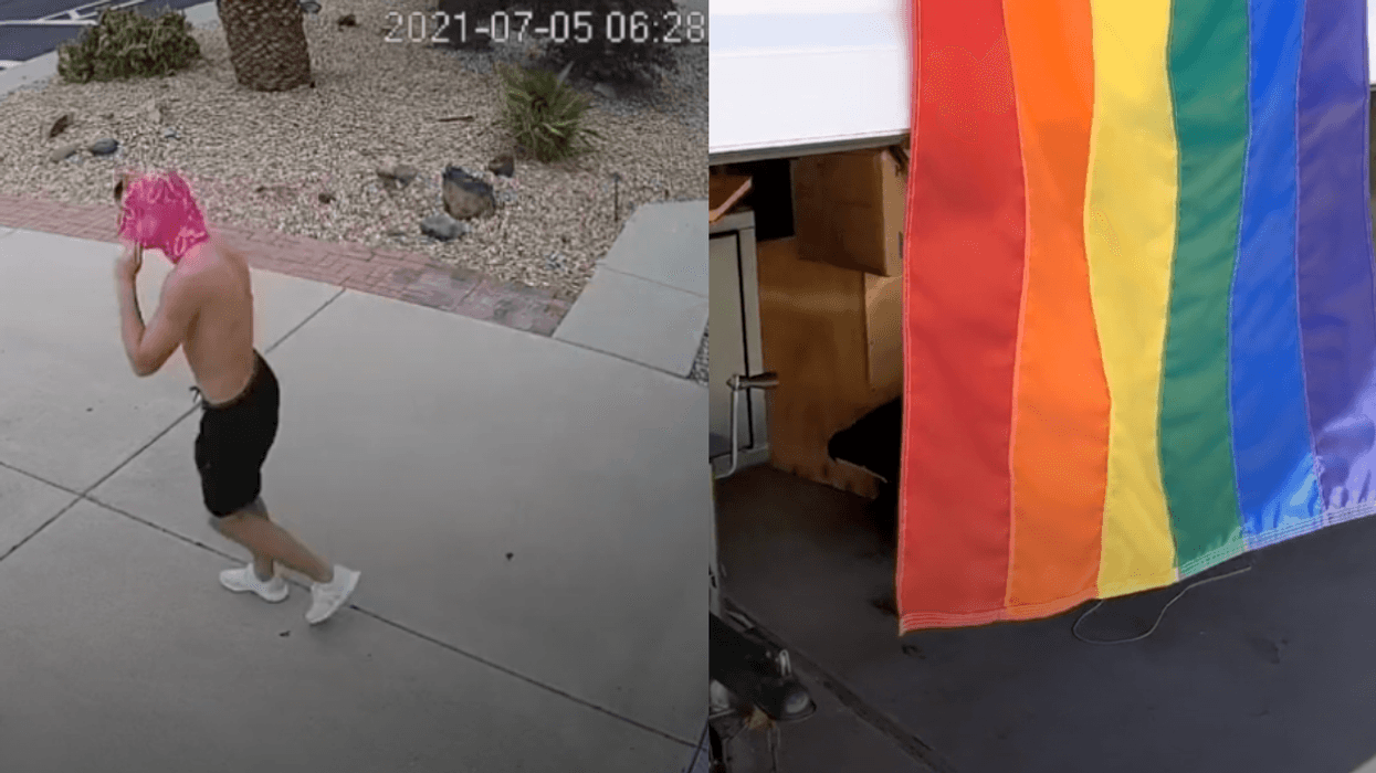 Guy Dragged After Attempting To Steal Lesbians' Pride Flag And Failing Embarrassingly Hard